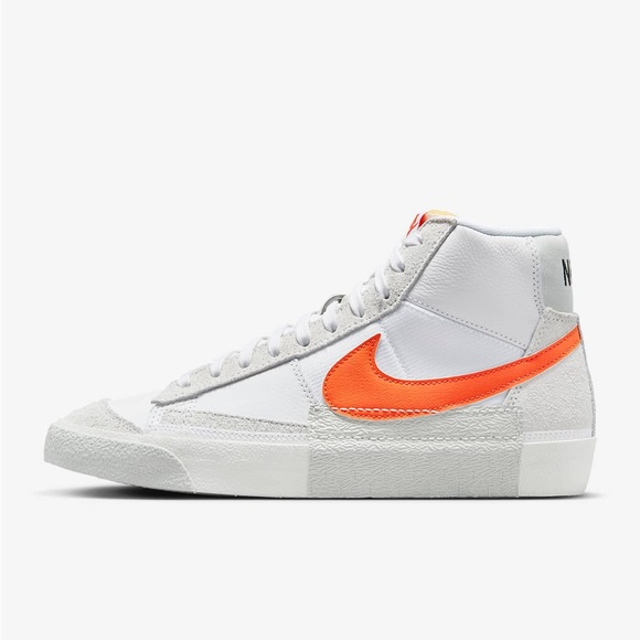 NIB Nike Blazer Mid Pro Club Men’s Sneakers 9.5 White/Light Silver/Safety Orange - Picture 3 of 15